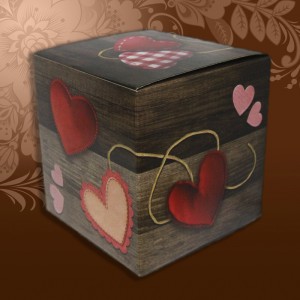 Коробка для кружек Сердечки 3D